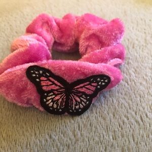 Pink scrunchie with a butterfly